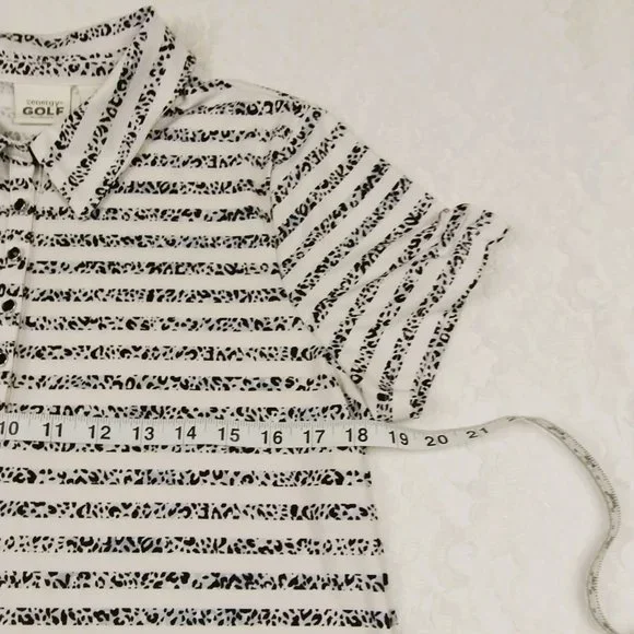 Chico's Zenergy Golf Polo Womens Sz 1 Med Black White Soft Short Sleeve Jersey - Picture 8 of 12